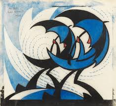 Sybil Andrews - The Gale 1930 (Umbrellas),  modernist poster print