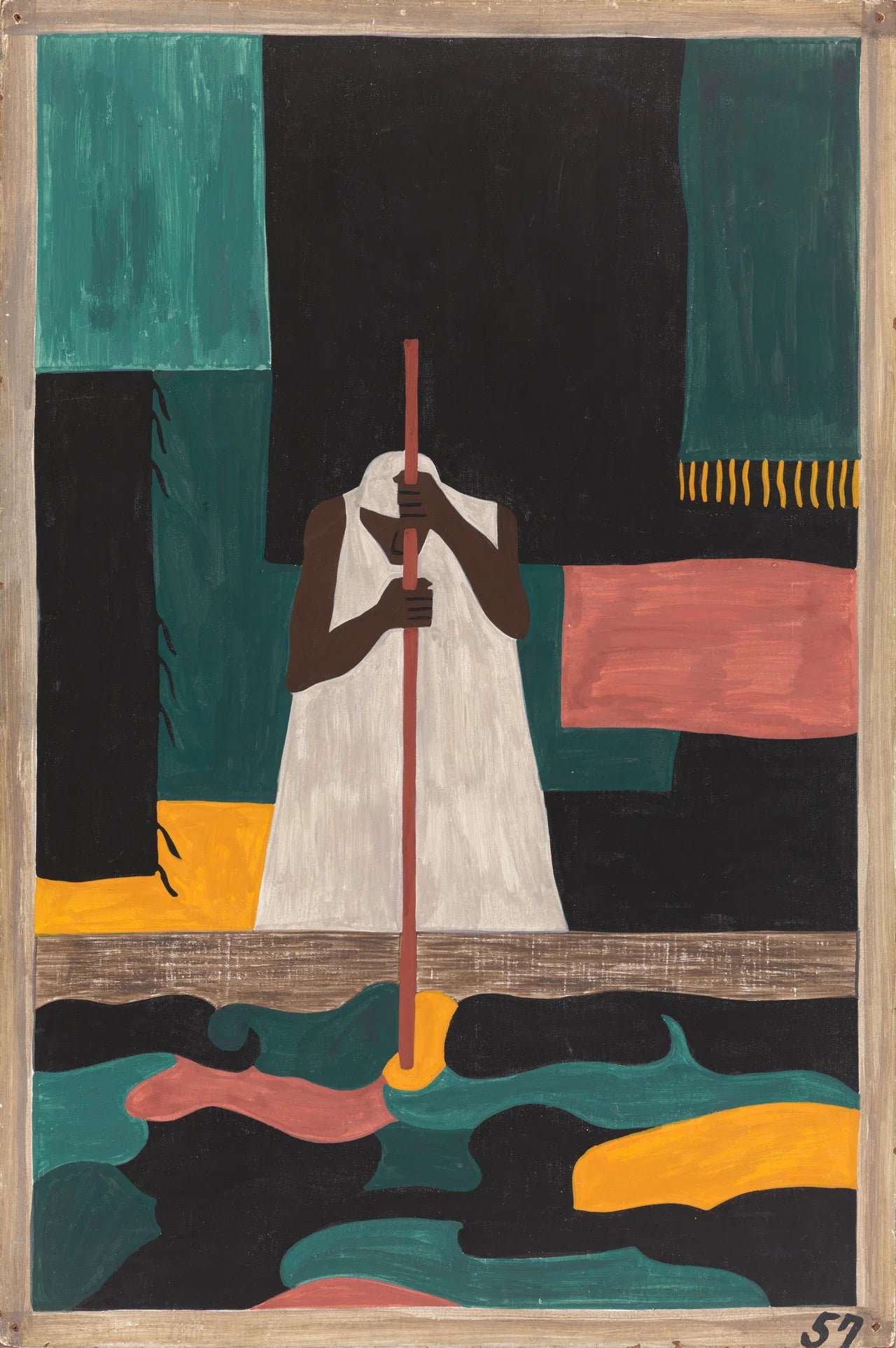 The female workers were the last to arrive north, Migration Series, African American vintage art by Jacob Lawrence