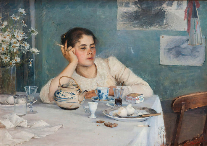 After breakfast (1890) by Elin Kleopatra Danielson-Gambogi, Beautiful Poster Print