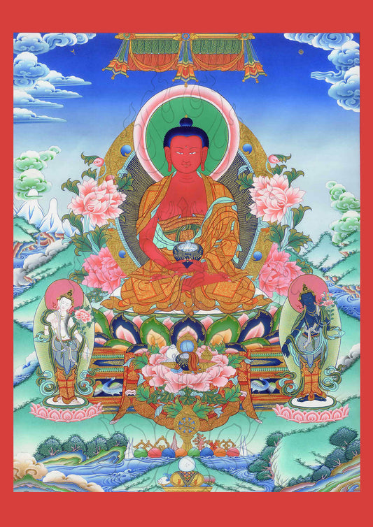 Amithabha Thangka (Amittayus) Buddha Tibet,  Poster Print Wall Art