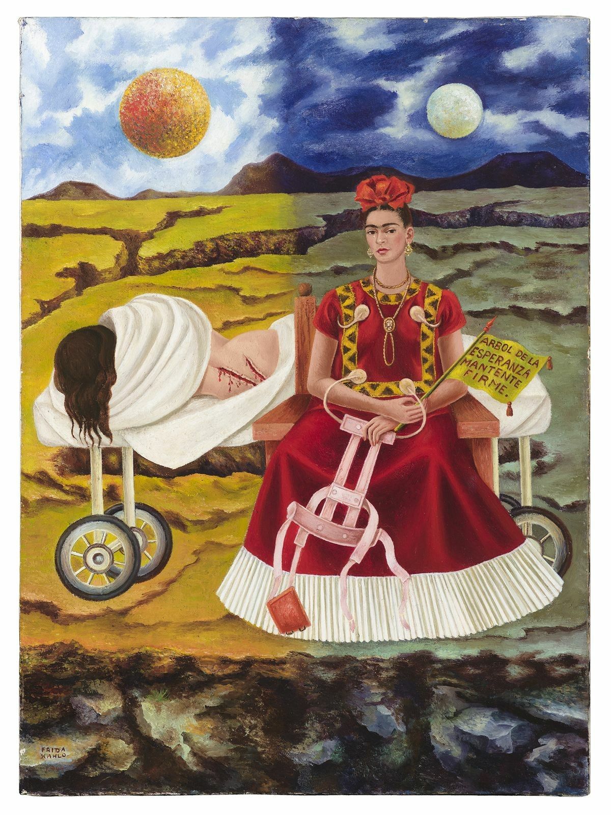 Tree of Hope, self portrait by Frida Kahlo, vintage art, modern poster print