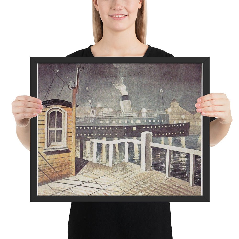Channel Steamer Leaving Harbour 1935 by Eric Ravilious, Framed poster