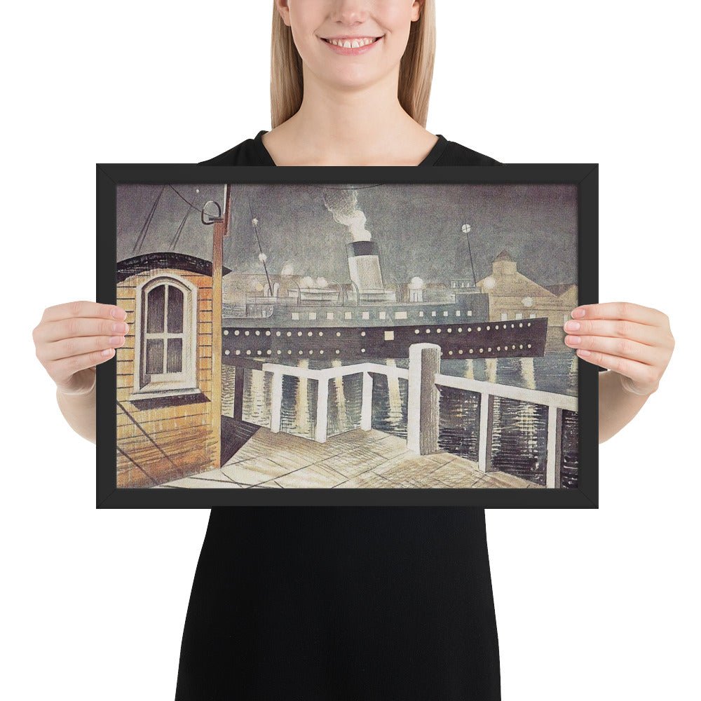 Channel Steamer Leaving Harbour 1935 by Eric Ravilious, Framed poster