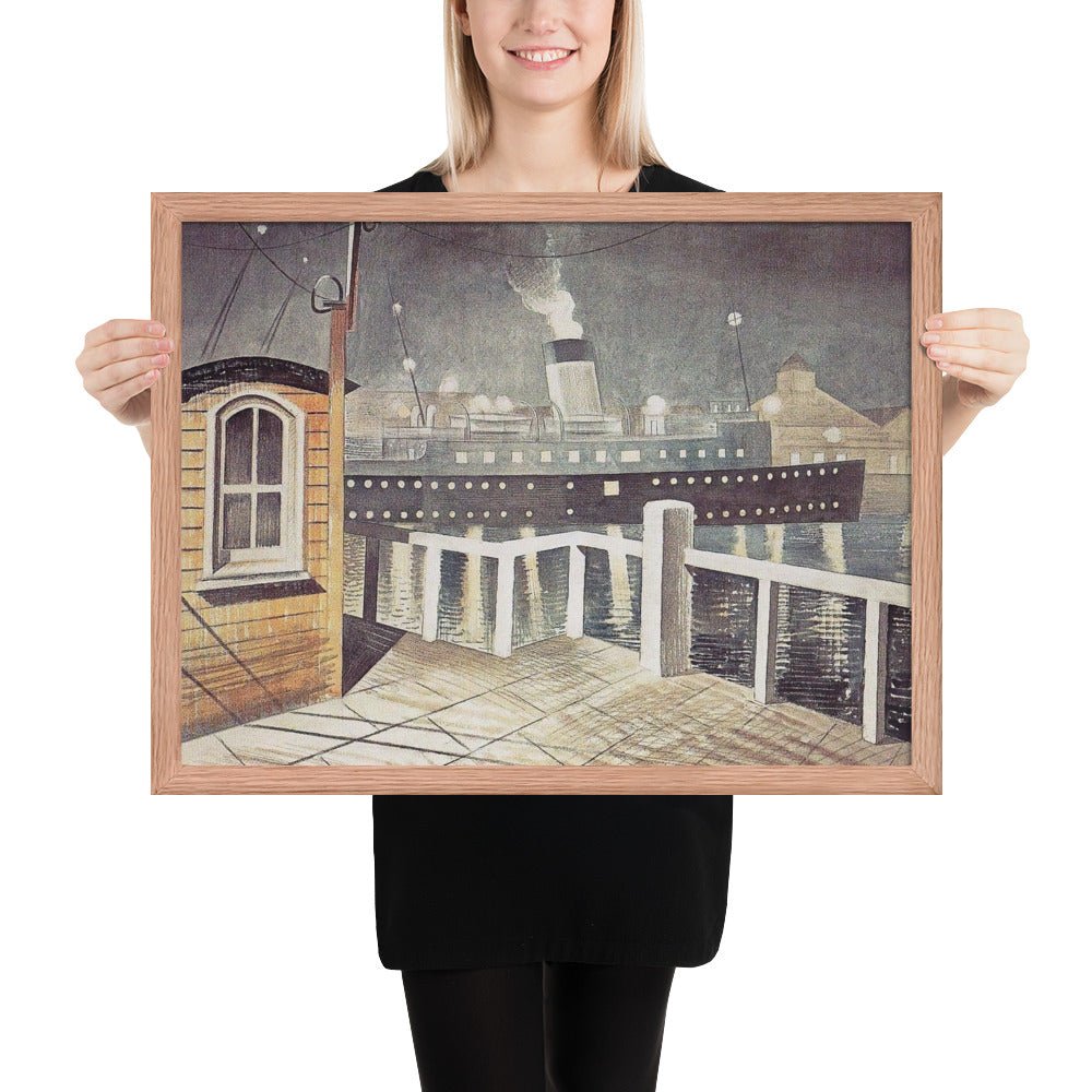 Channel Steamer Leaving Harbour 1935 by Eric Ravilious, Framed poster