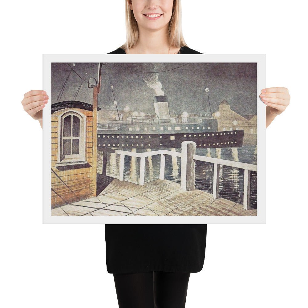 Channel Steamer Leaving Harbour 1935 by Eric Ravilious, Framed poster