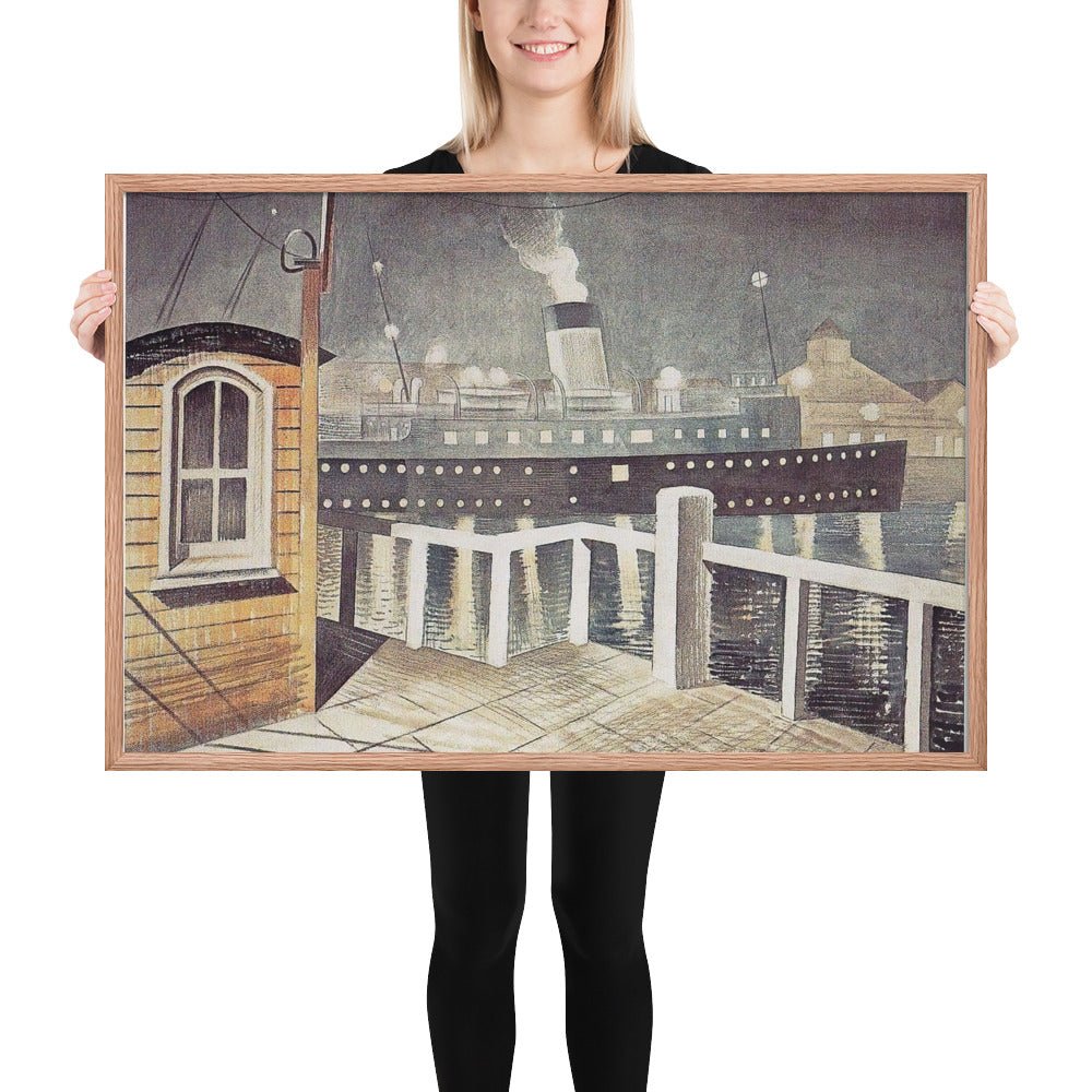 Channel Steamer Leaving Harbour 1935 by Eric Ravilious, Framed poster