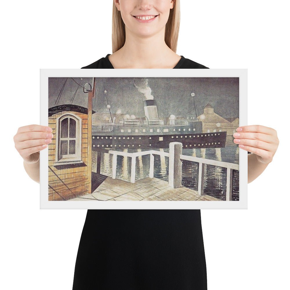 Channel Steamer Leaving Harbour 1935 by Eric Ravilious, Framed poster