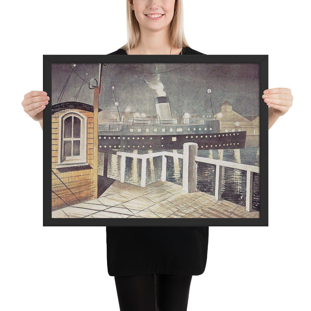 Channel Steamer Leaving Harbour 1935 by Eric Ravilious, Framed poster