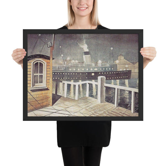 Channel Steamer Leaving Harbour 1935 by Eric Ravilious, Framed poster