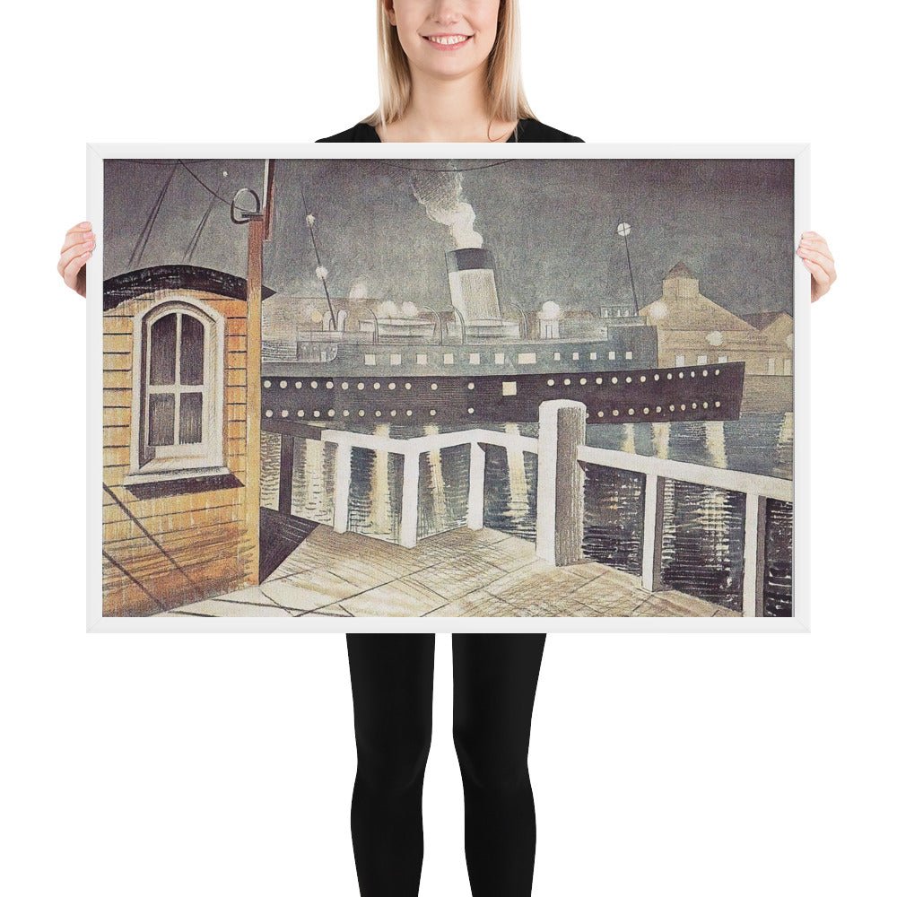 Channel Steamer Leaving Harbour 1935 by Eric Ravilious, Framed poster