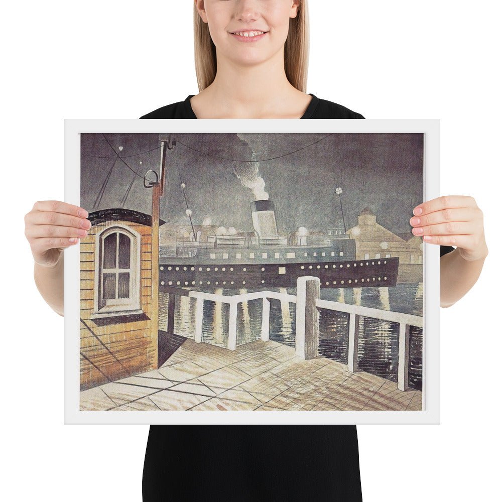 Channel Steamer Leaving Harbour 1935 by Eric Ravilious, Framed poster