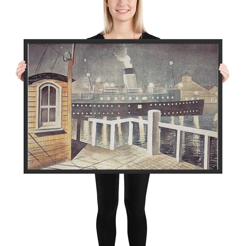 Channel Steamer Leaving Harbour 1935 by Eric Ravilious, Framed poster