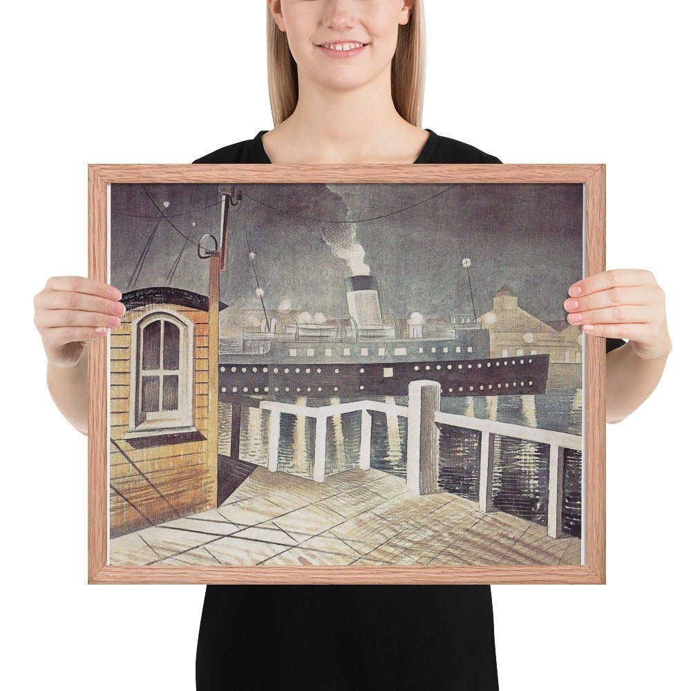 Channel Steamer Leaving Harbour 1935 by Eric Ravilious, Framed poster