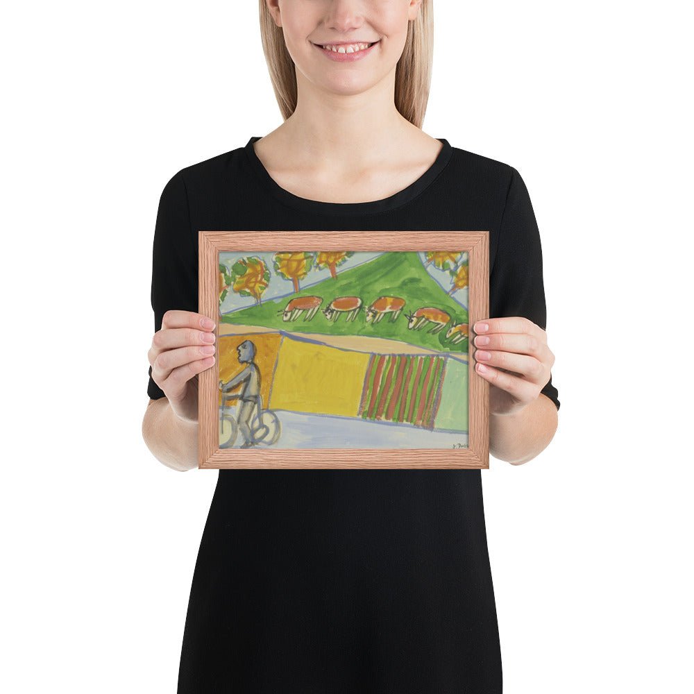 Cyclist with Five Cows by Jean Dubuffet, Framed poster