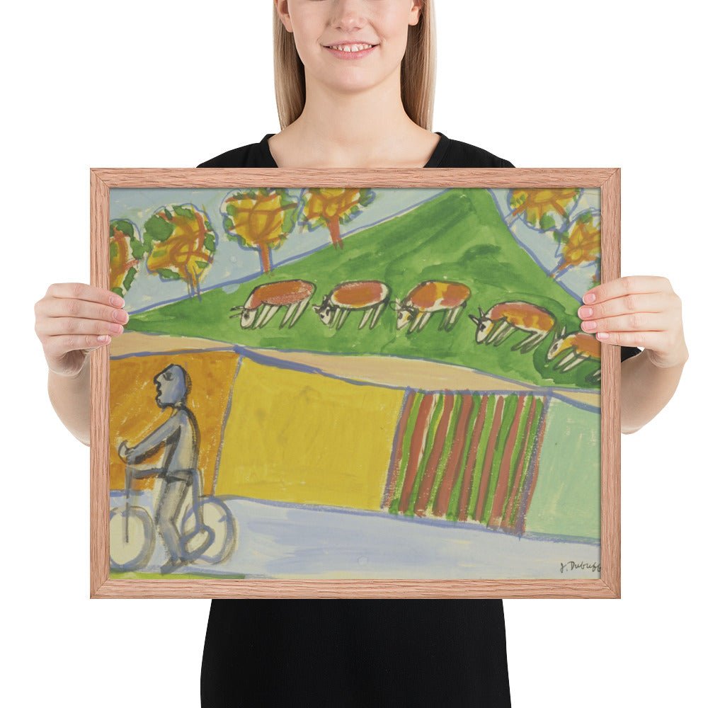 Cyclist with Five Cows by Jean Dubuffet, Framed poster