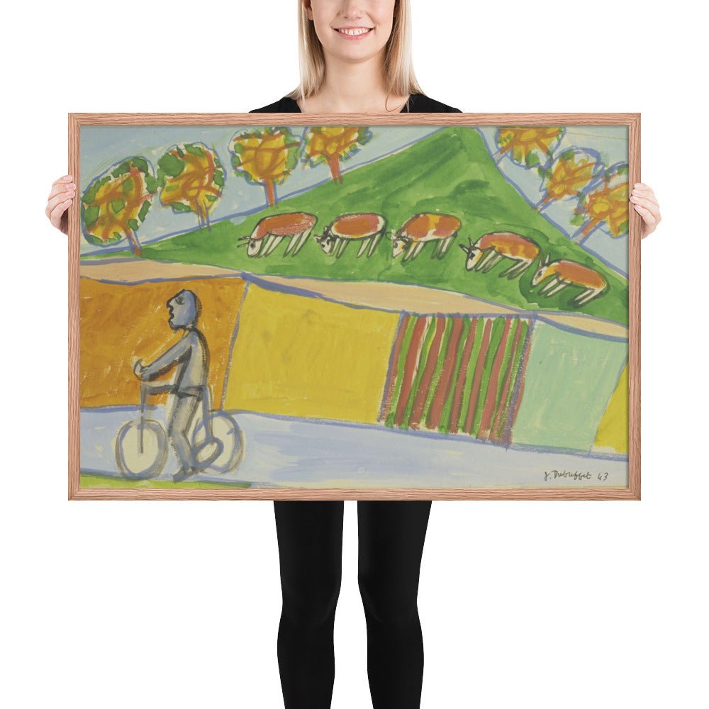 Cyclist with Five Cows by Jean Dubuffet, Framed poster