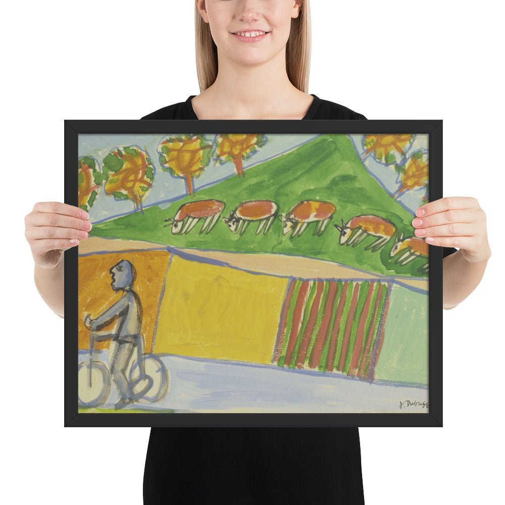 Cyclist with Five Cows by Jean Dubuffet, Framed poster