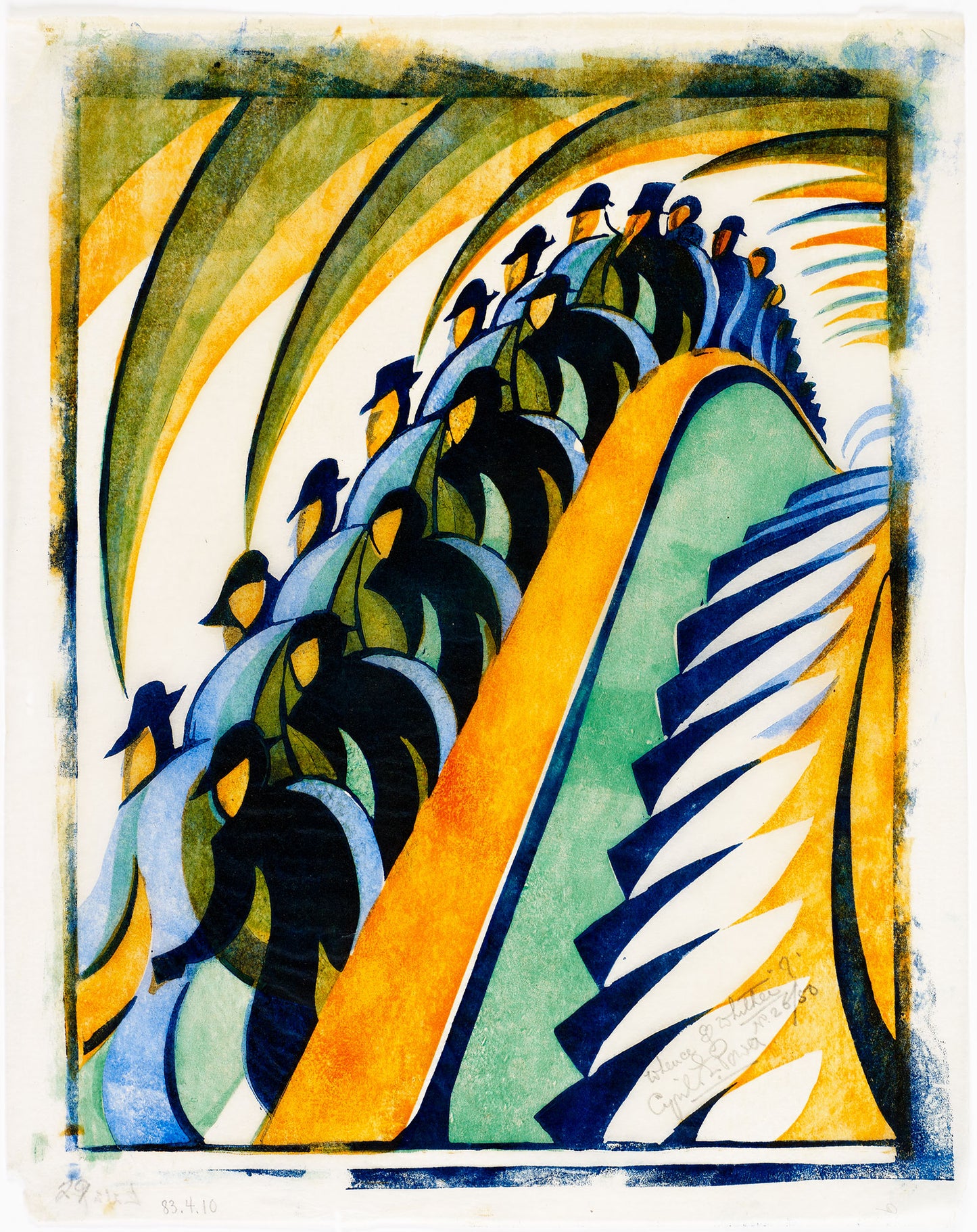 Whence and Whither (Escalator London Undeground) by Cyril Power,   modernist poster print