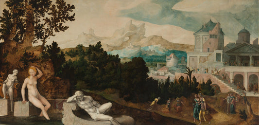 Landscape with Bathsheba – Jan van Scorel Vintage Landscape Art Print | Wall Art Poster