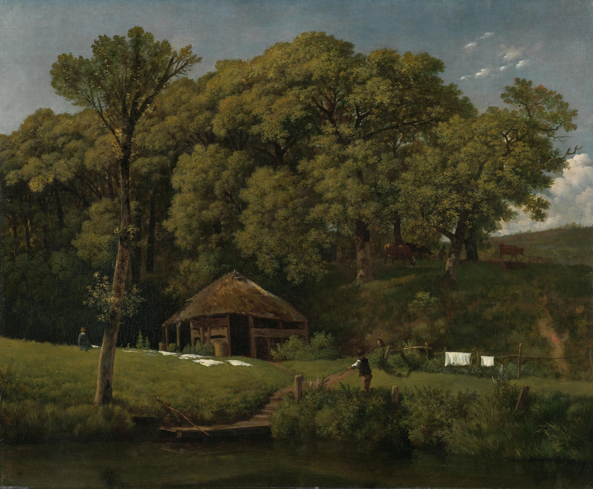 A Barn on the Bank of a Stream in Gelderland – Wouter Johannes van Troostwijk Vintage Landscape Art Print | Wall Art Poster
