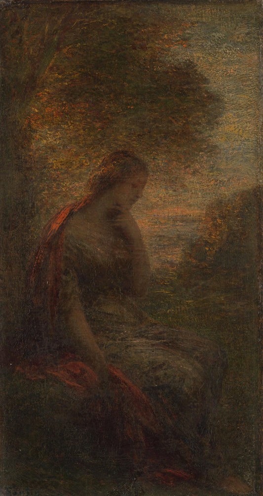 Young Woman under a Tree at Sunset, called 'Autumn' – Henri Fantin-Latour Vintage Art Print | Wall Art Poster