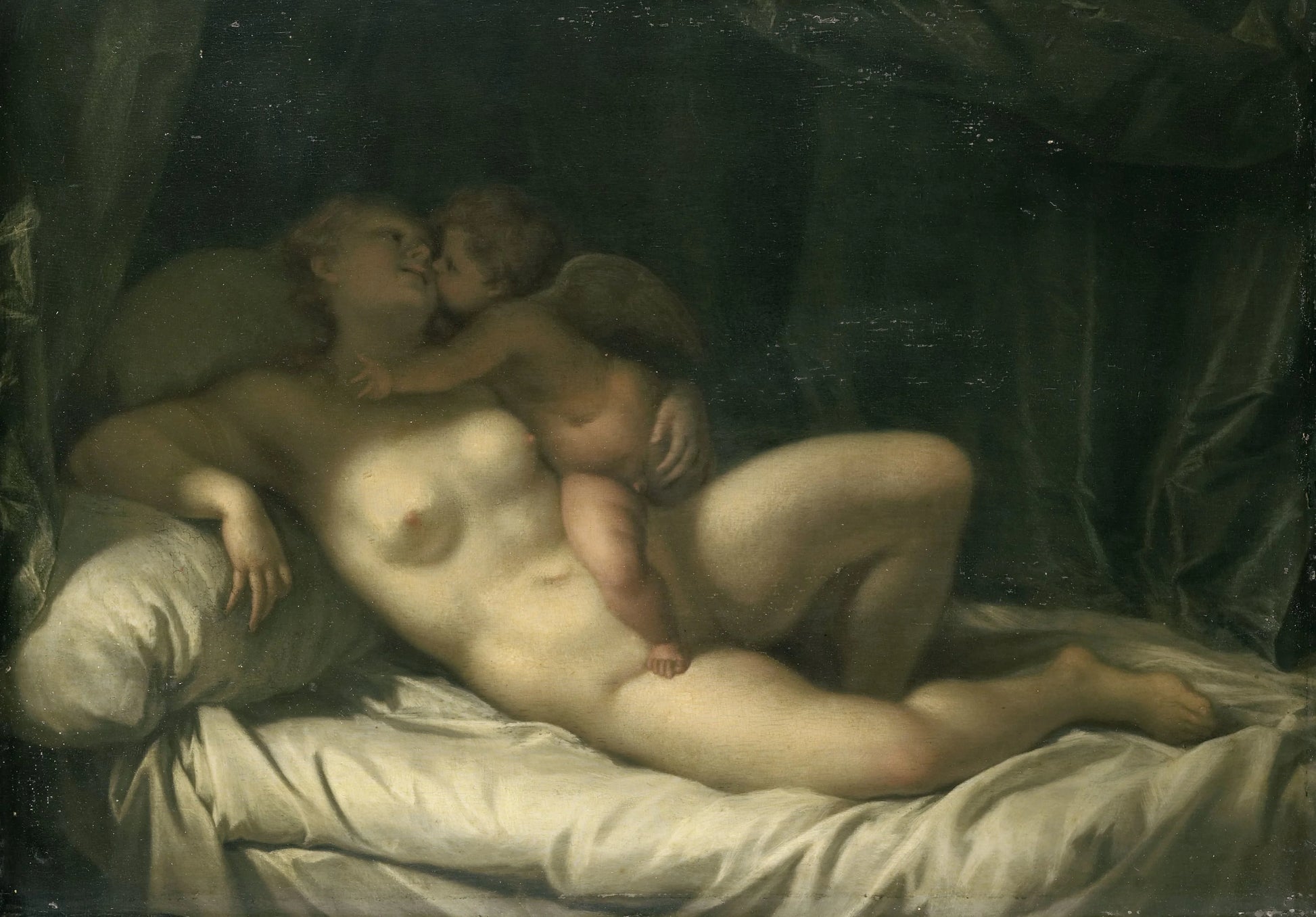 Amor Kissing Venus – manner of Adriaen van der Werff Vintage Art Print | Wall Art Poster