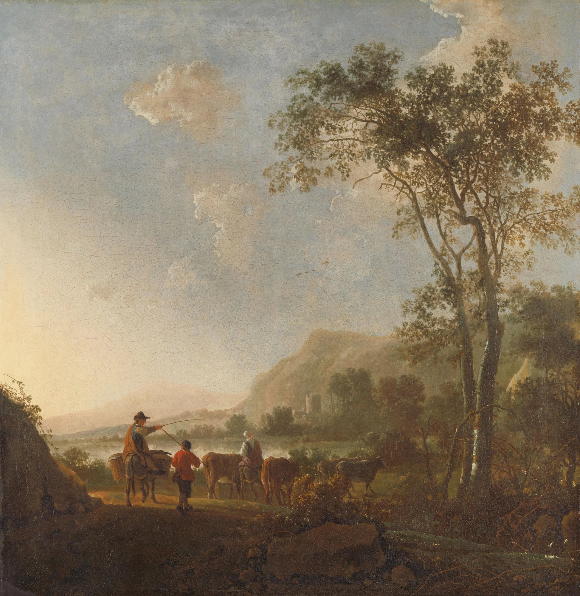 Landscape with Herdsmen and Cattle – follower of Aelbert Cuyp Vintage Landscape Art Print | Wall Art Poster