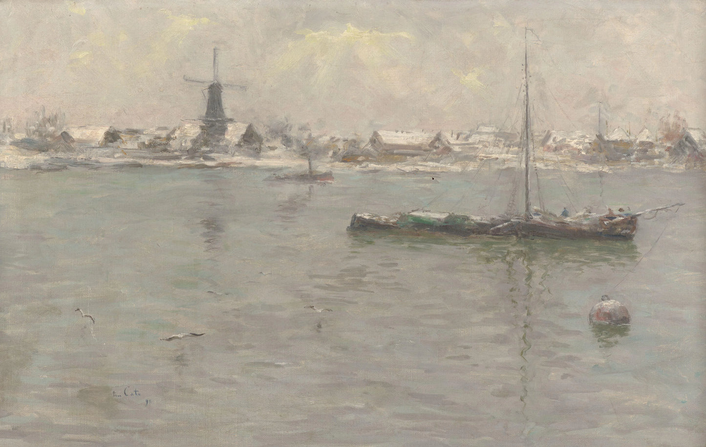 Dordrecht in the Winter – Siebe Johannes ten Cate (mentioned on object) Vintage Landscape Art Print | Wall Art Poster