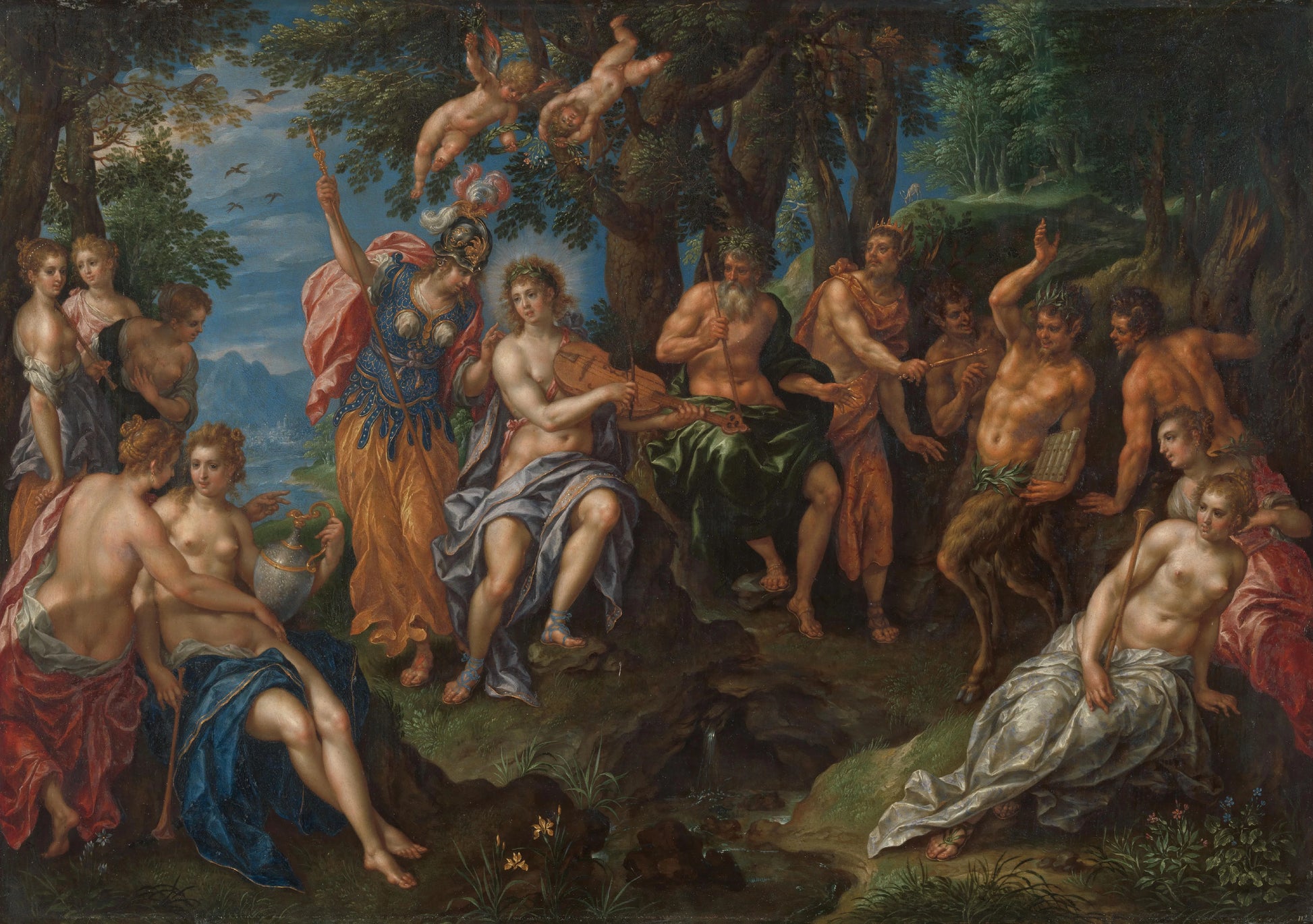 The Contest between Apollo and Pan – Hendrik de Clerck, Denis van Alsloot Vintage Art Print | Wall Art Poster