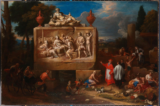 Fantasy landscape with St Charles Borromeo – Henry Ferguson Vintage Landscape Art Print | Wall Art Poster