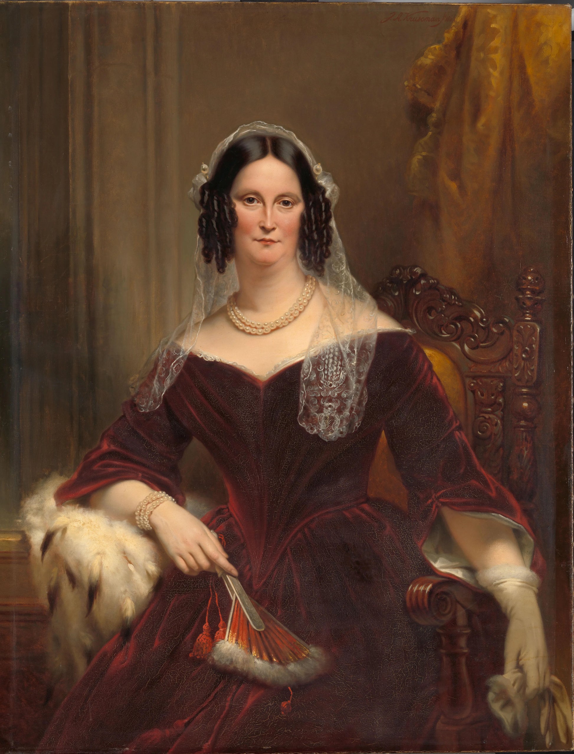 Dieuwke Fontein (1800-79), Second Wife (Married 1834) of Adriaan van der Hoop – Jan Adam Kruseman (vermeld op object) Vintage Portrait Art Print | Wall Art Poster