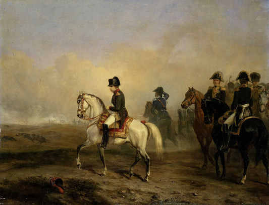 Keizer Napoleon I en zijn staf te paard – Horace Vernet (vermeld op object) Vintage Portrait Art Print | Wall Art Poster