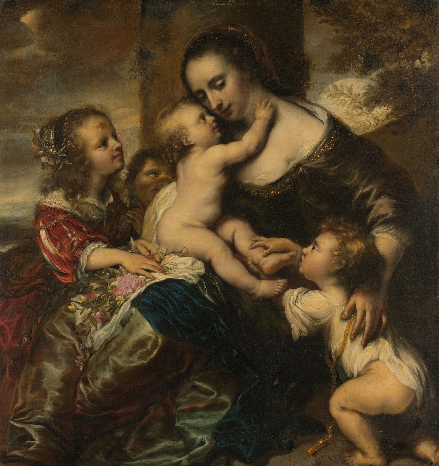 Portrait of a woman with four children, depicted as Caritas – Jürgen Ovens Vintage Portrait Art Print | Wall Art Poster
