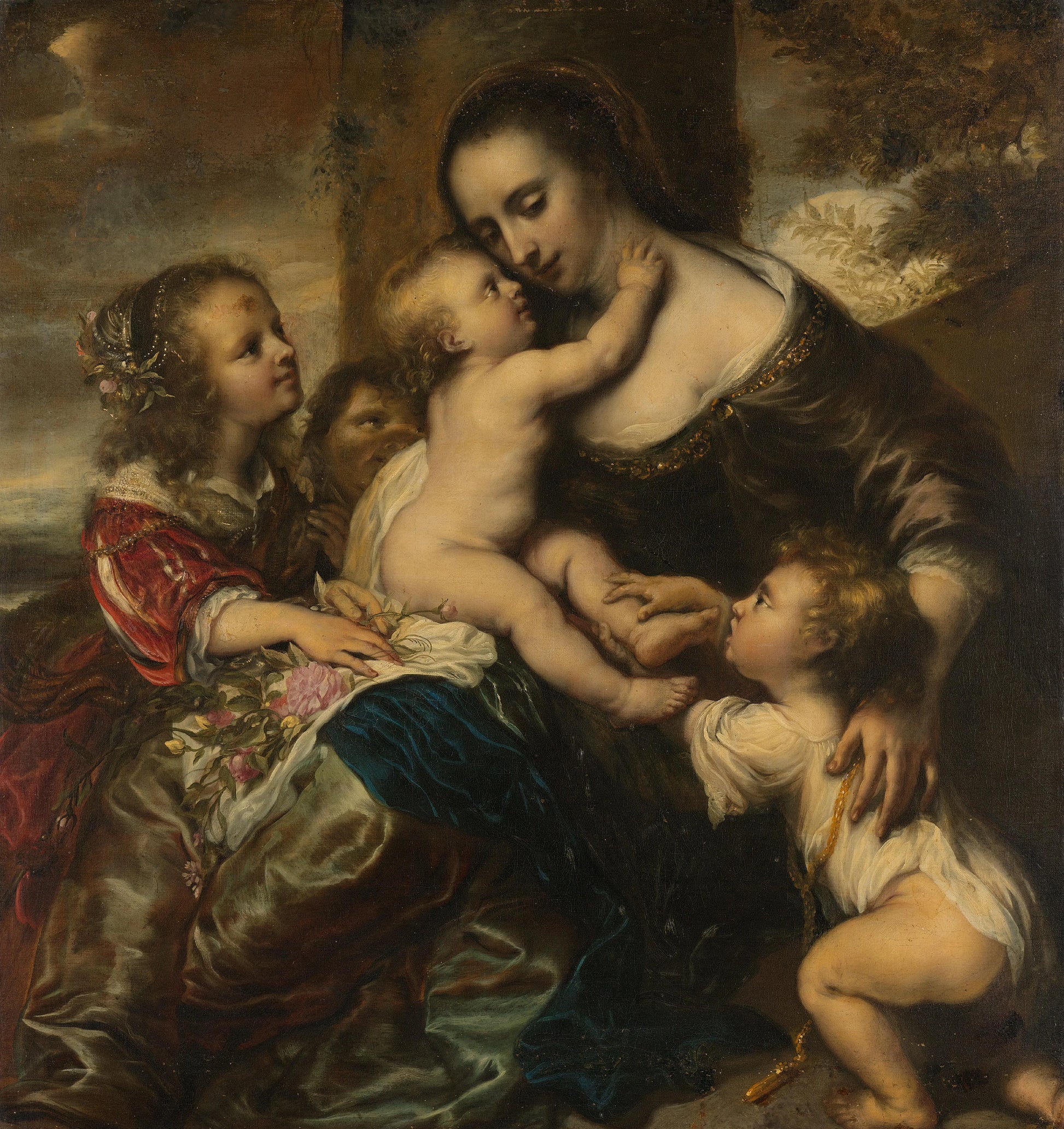 Portrait of a woman with four children, depicted as Caritas – Jürgen Ovens Vintage Portrait Art Print | Wall Art Poster