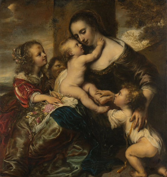 Portrait of a woman with four children, depicted as Caritas – Jürgen Ovens Vintage Portrait Art Print | Wall Art Poster