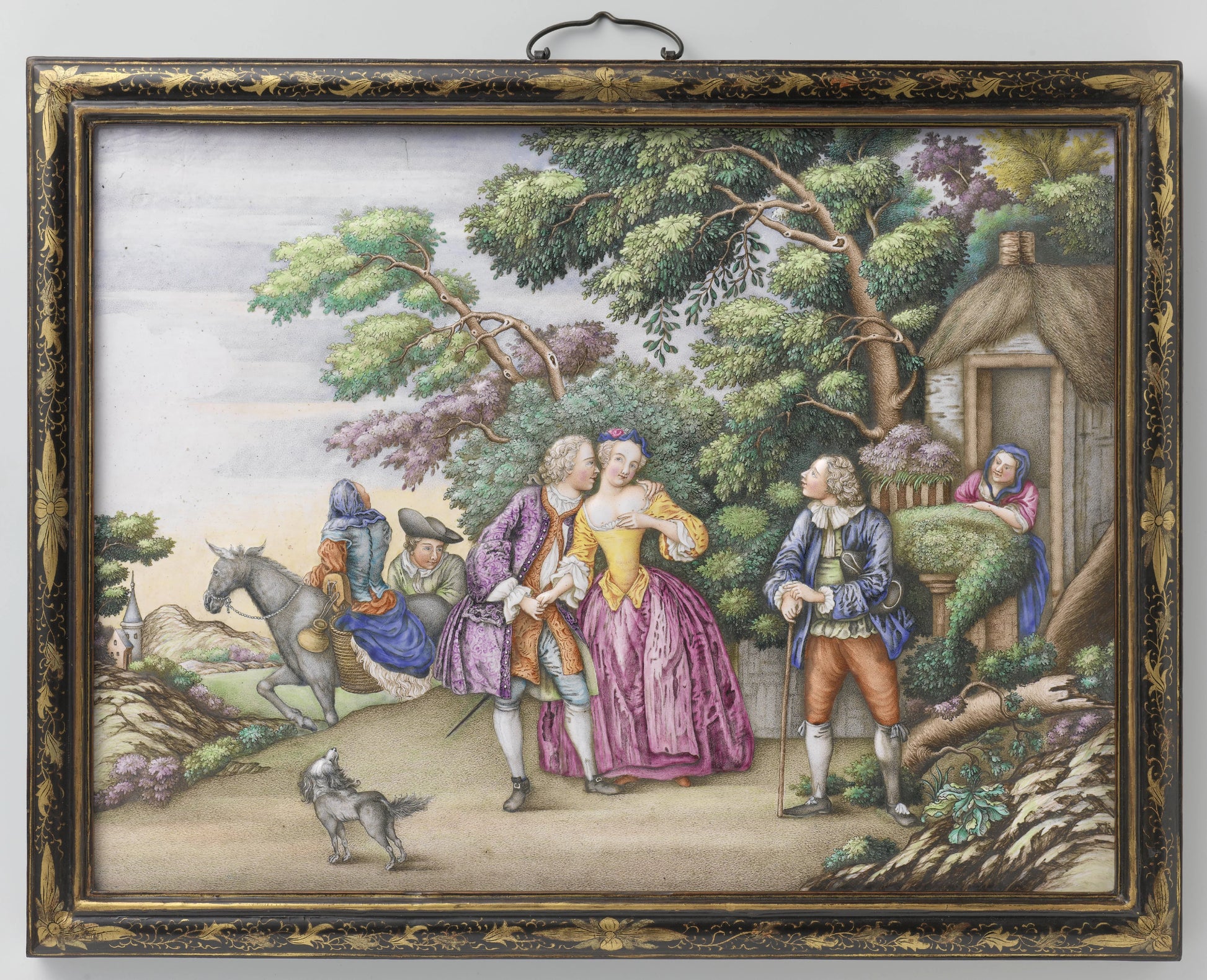 Two plaques depicting European fêtes champêtres – anonymous Vintage Landscape Art Print | Wall Art Poster