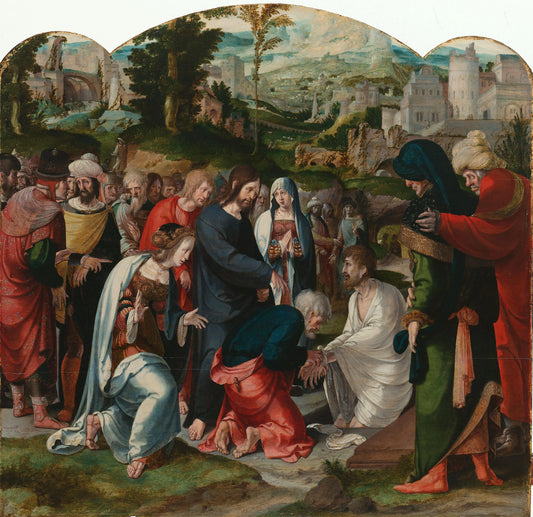 The Raising of Lazarus – toegeschreven aan Aertgen Claesz. van Leyden Vintage Art Print | Wall Art Poster