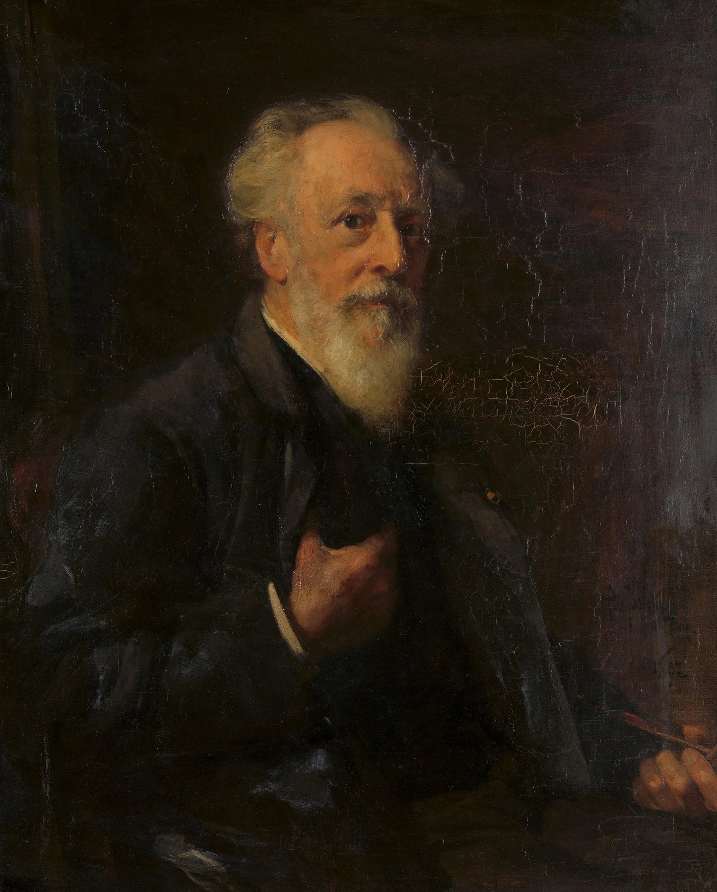 Portret van J.A.B. Stroebel (1821-1905), kunstschilder – Pieter de Josselin de Jong Vintage Self-Portrait Art Print | Wall Art Poster