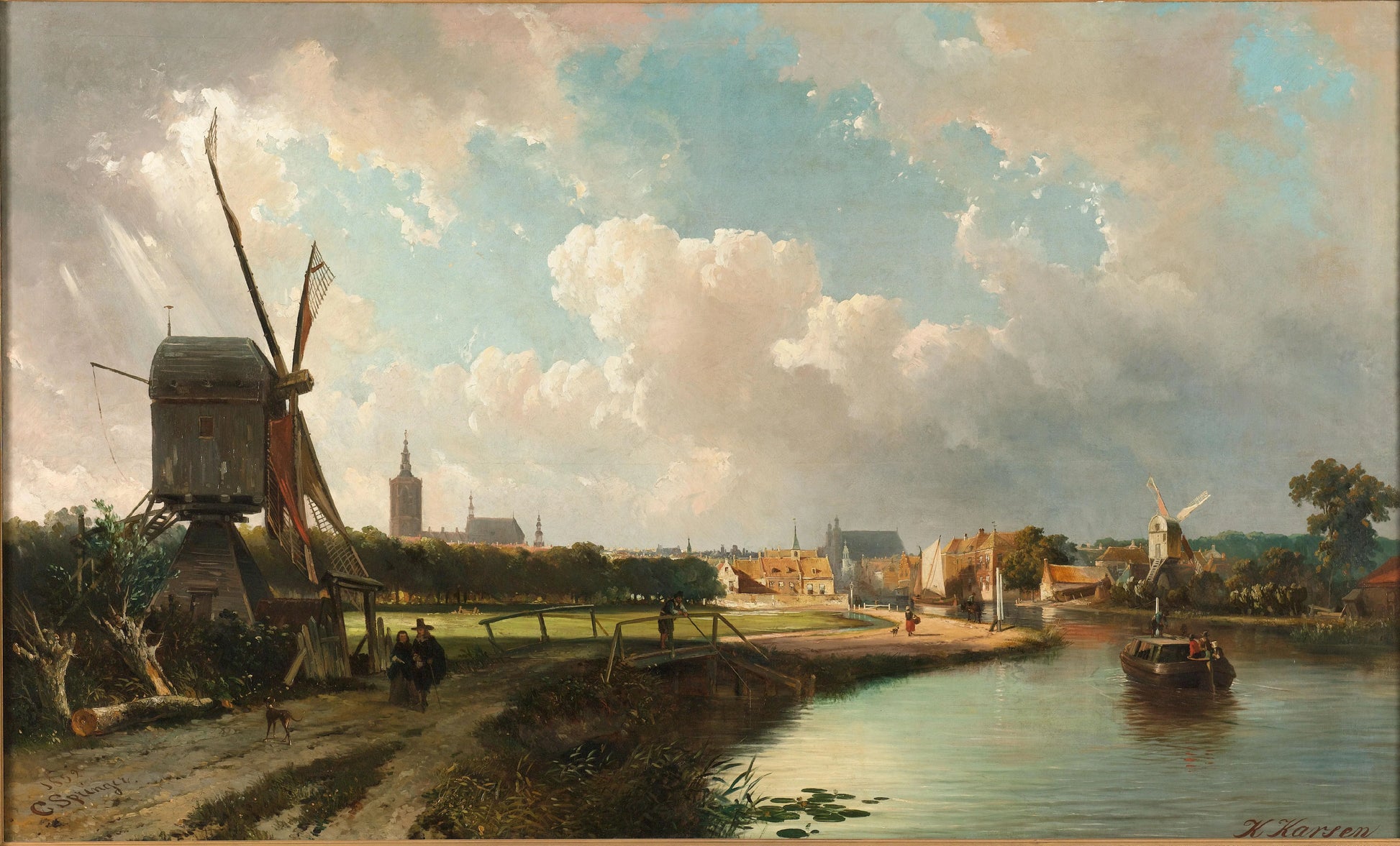 View of The Hague from the Delftse Vaart in the Seventeenth Century – Cornelis Springer Vintage Cityscape Art Print | Wall Art Poster