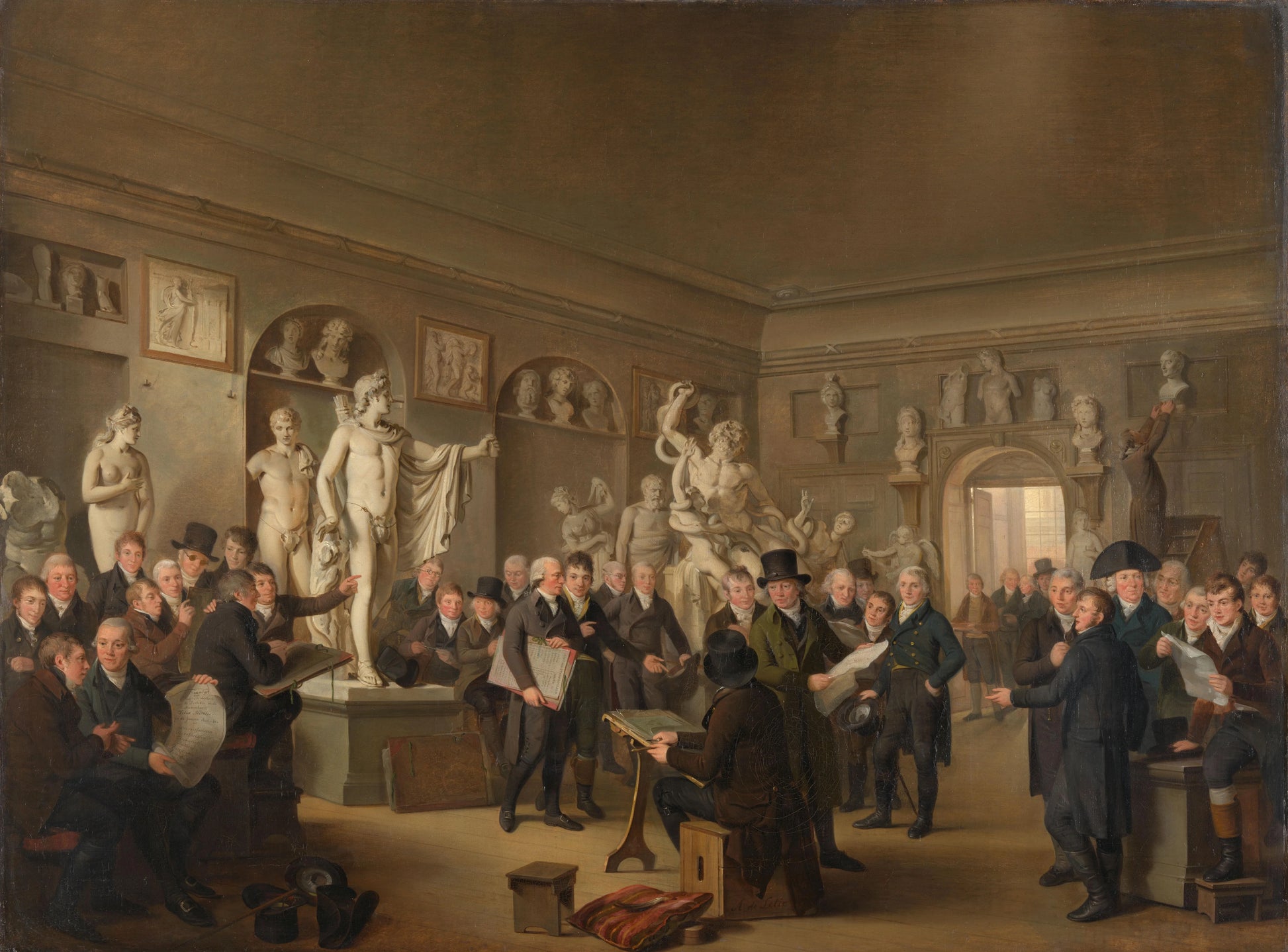 The Sculpture Gallery of the Felix Meritis Society – Adriaan de Lelie Vintage Art Print | Wall Art Poster