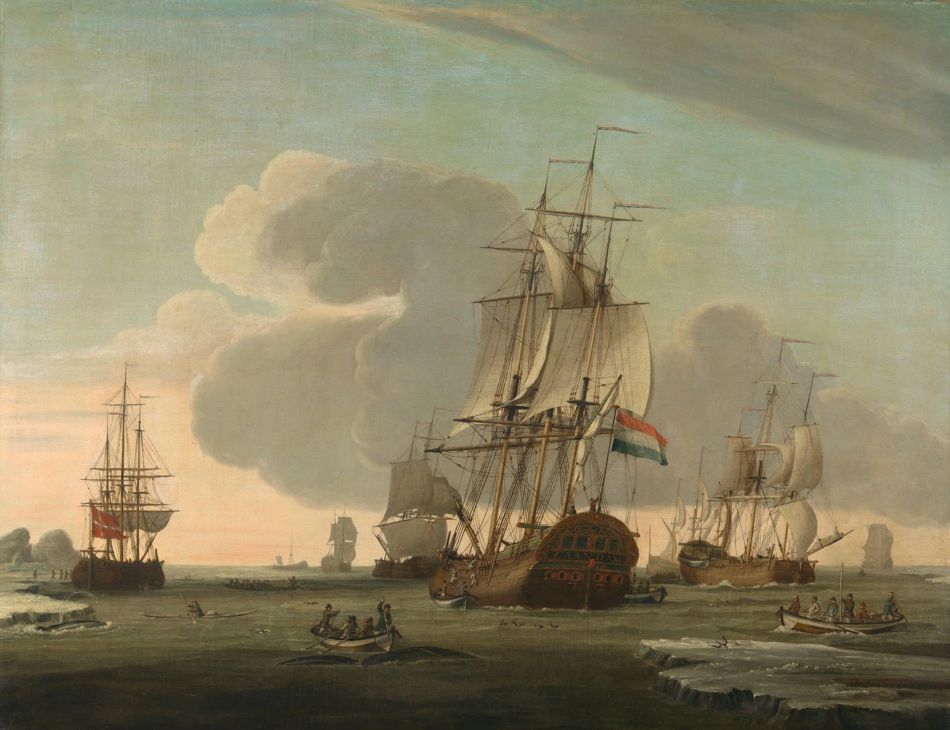 "The Groenlandvaarder ""Zaandam"" of the Shipping Company Claes Taan and Son, Zaandam, on a Whale Hunt" – Jochem de Vries Vintage Marine Scene Art Print | Wall Art Poster