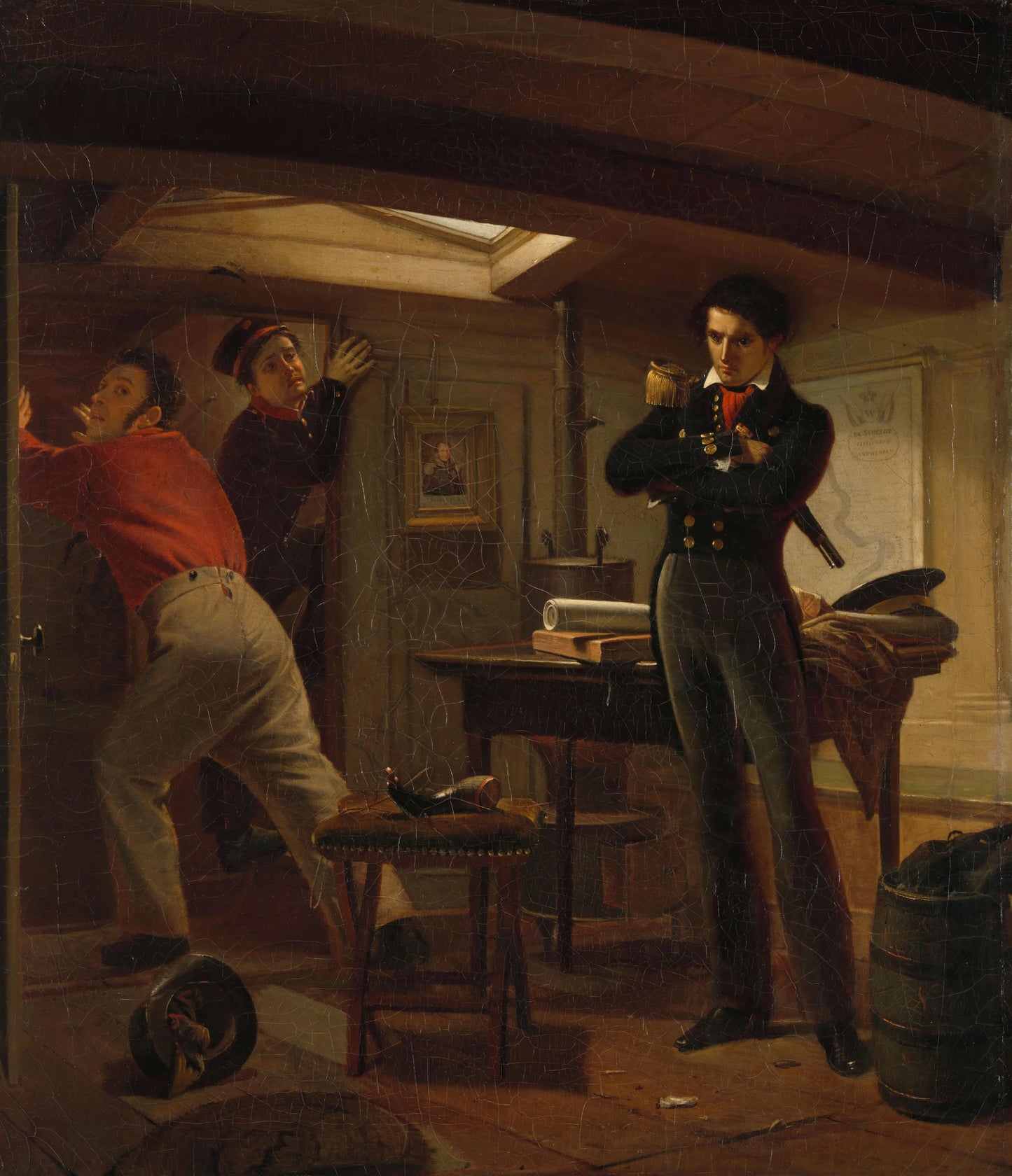 Jan van Speijk Debating whether to Set Fire to the Gunpowder – Jacobus Schoemaker Doyer Vintage Nautical Scene Art Print | Wall Art Poster