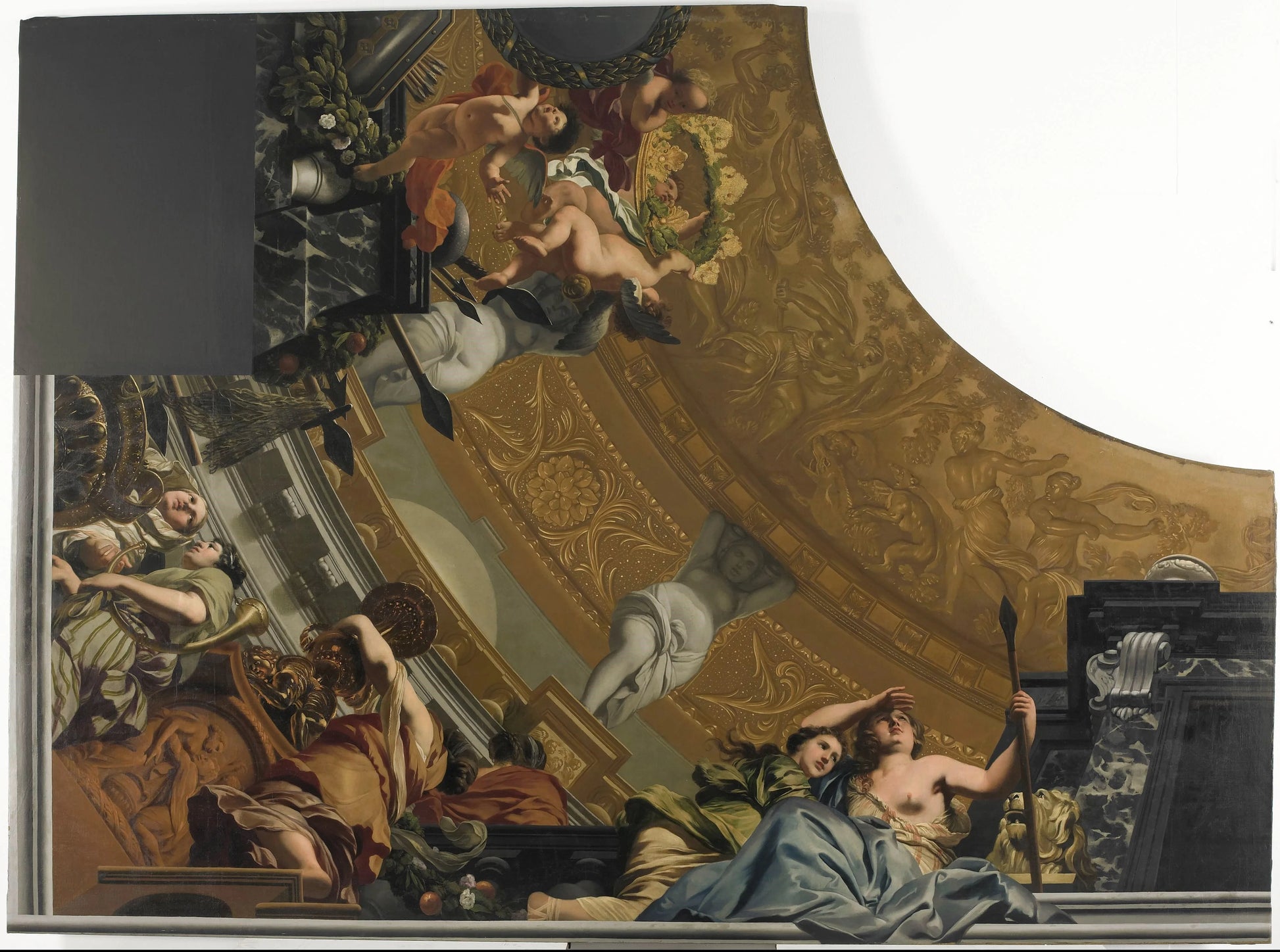 Part (bottom left) of a ceiling decoration with Diana and her companions as the principal representation – Gerard de Lairesse Vintage Art Print | Wall Art Poster