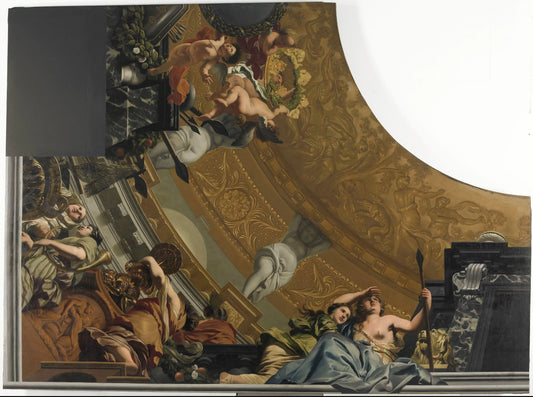 Part (bottom left) of a ceiling decoration with Diana and her companions as the principal representation – Gerard de Lairesse Vintage Art Print | Wall Art Poster