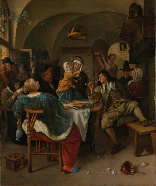 Family scene – Jan Havicksz. Steen Vintage Art Print | Wall Art Poster
