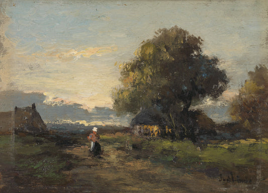 Landscape with Farmhouses – Jan van der Linde Vintage Landscape Art Print | Wall Art Poster