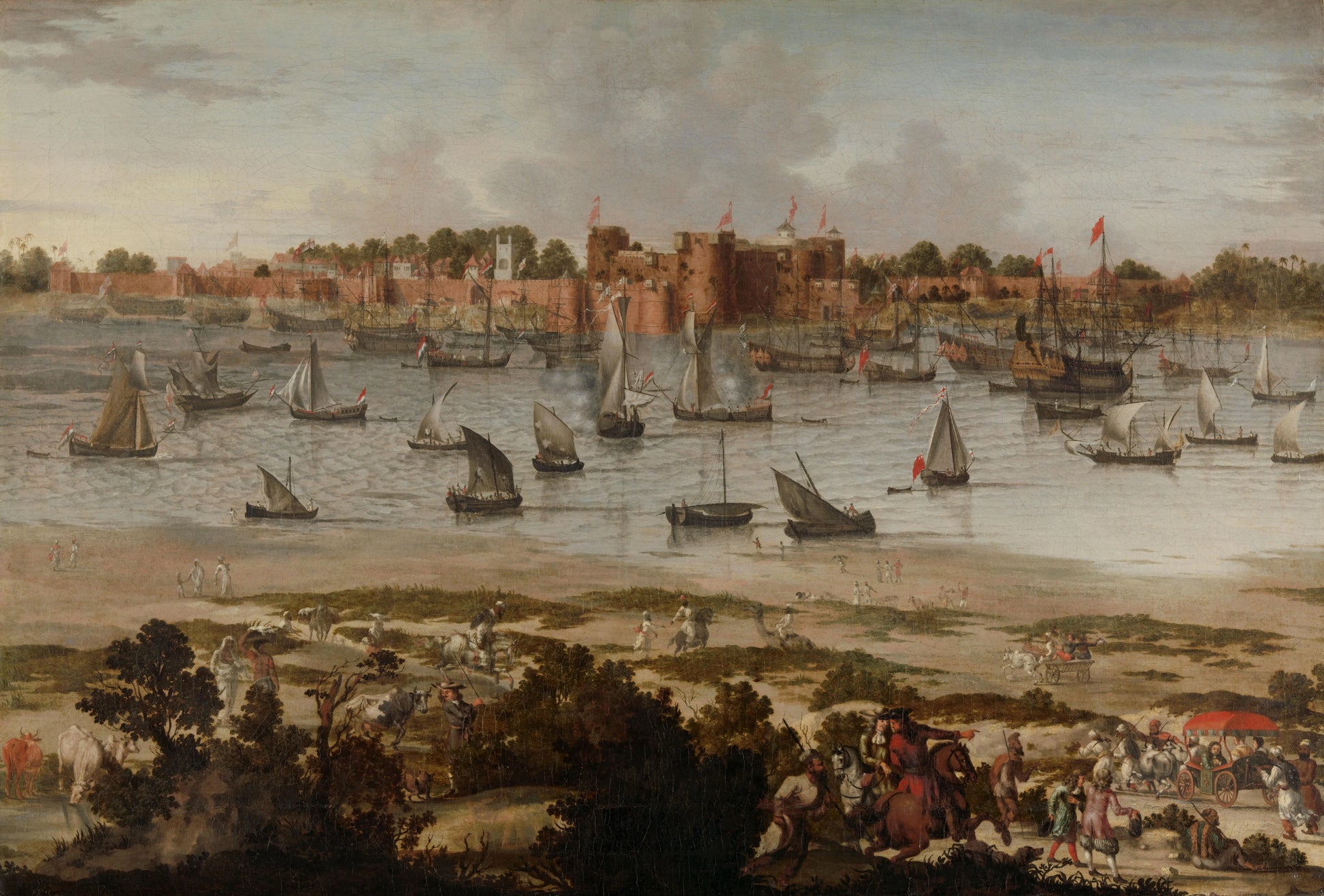 View of the Harbor of Sūrat (Gujarāt) – anonymous Vintage Harbour Scene Art Print | Wall Art Poster