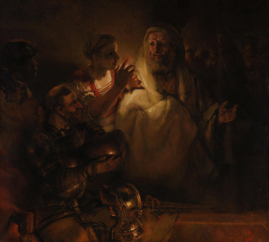 St Peter's denial – Rembrandt van Rijn (mentioned on object) Vintage Art Print | Wall Art Poster