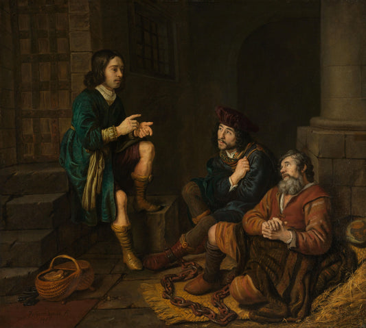 Joseph Interprets the Dreams of the Baker and the Butler – Jan Victors Vintage Art Print | Wall Art Poster