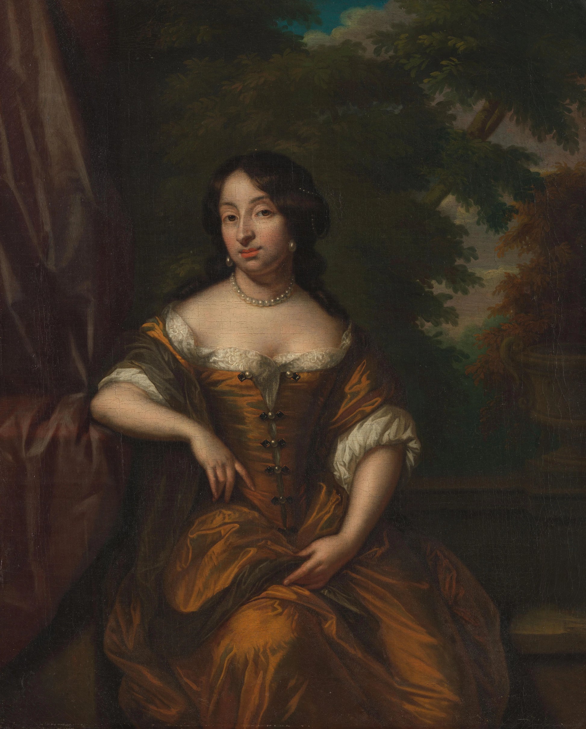 Portrait of Anna Maria Hoeufft 91646-1715), wife of Jan Boudaen Courten – kopie naar Caspar Netscher Vintage Portrait Art Print | Wall Art Poster